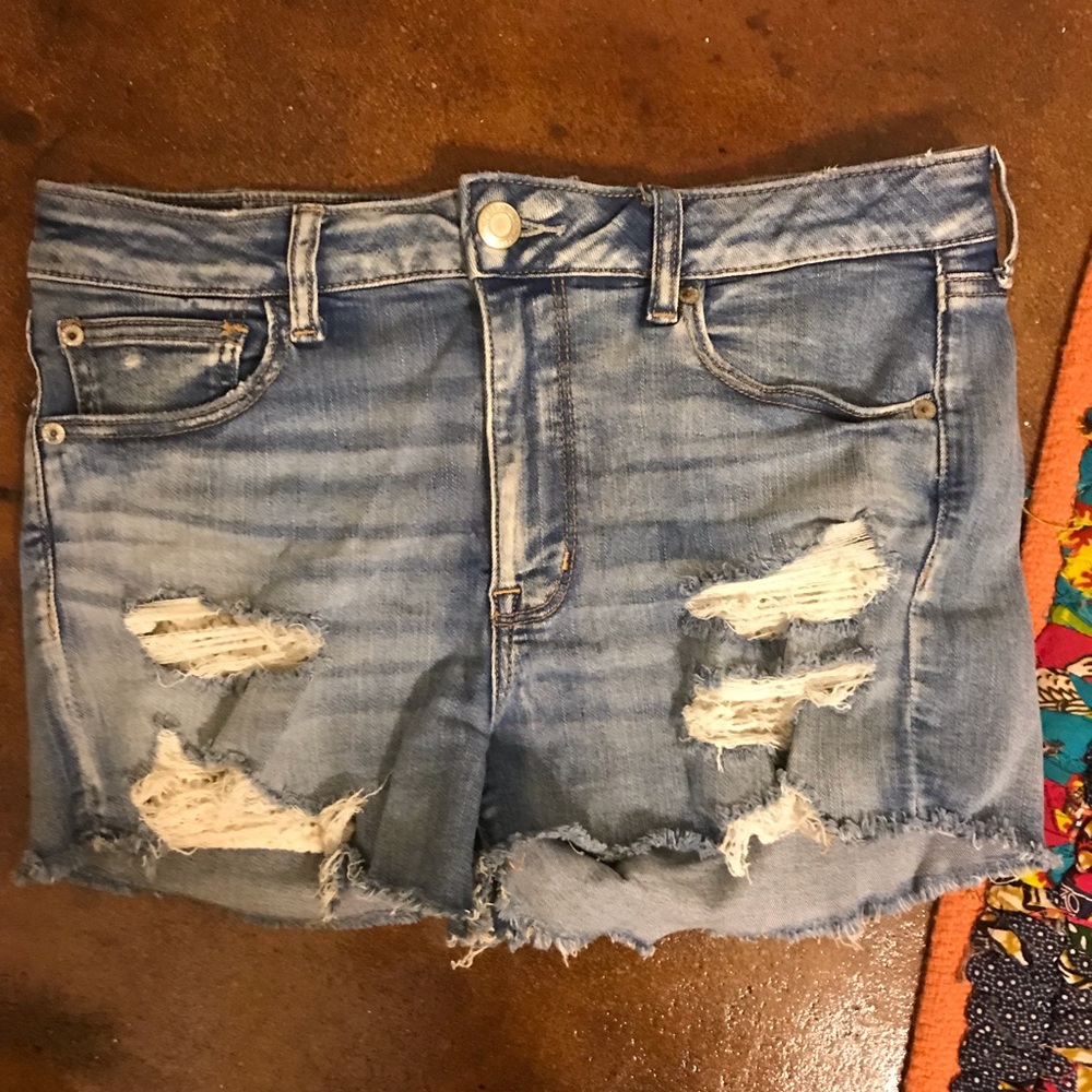 AEO high rise jean shorts
